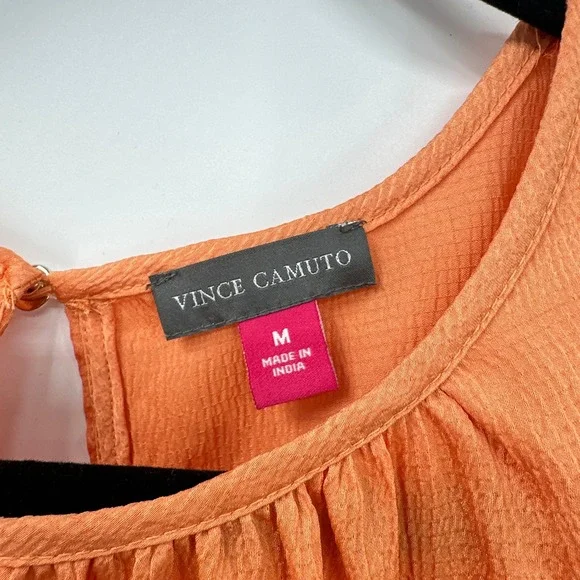 New Vince Camuto Puff Sleeve Top Medium Romantic Cottagecore Orange‎ Feminine - Picture 2 of 10